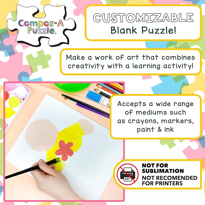 Hygloss 100 Blank Person-Shaped Puzzles – 8.5 x 10.5 Inches – Ideal