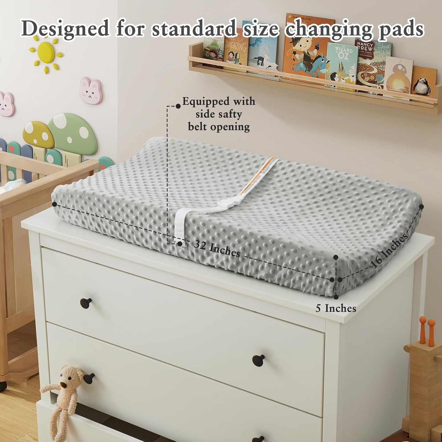Homiest 2 Pack Changing Pad Cover, White + Light Gray Changing Table Sheets, Ultra Soft Fleece Minky Dot Fabric, Breathable Comfortable Diaper Pad Cover for Girls and Boys, Machine Washable