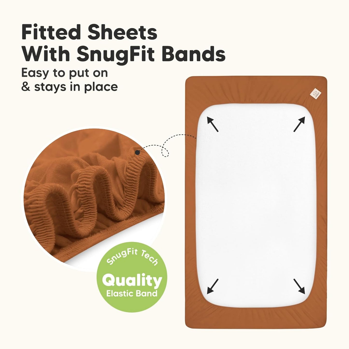 2-Pack Waterproof Baby Crib Sheets for Boys, Girls - 52x28 Viscose Derived from Bamboo Toddler Bed Sheet Neutral, Fitted Crib Mattress Protector Cover for Baby Bedding, Soft & Gentle (Rust)