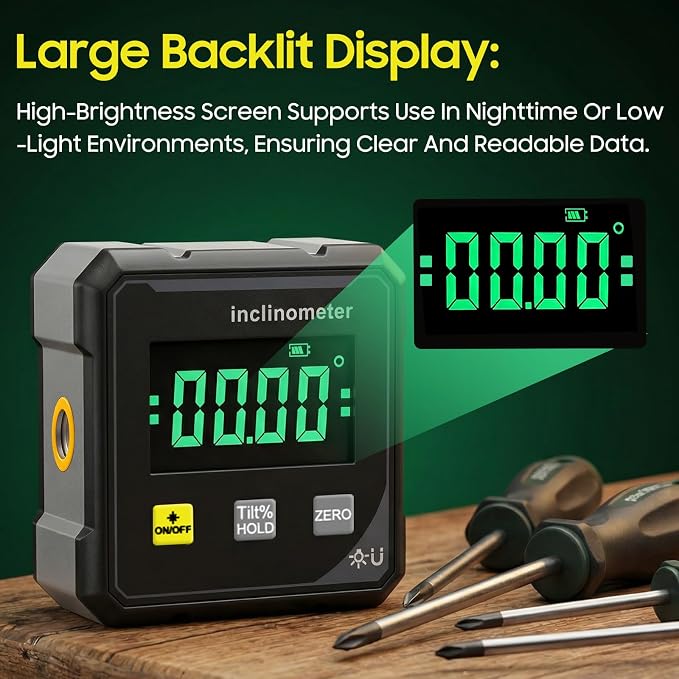 Digital Angle Finder Protractor Tool, 4×90° High Accuracy Measuring Tool