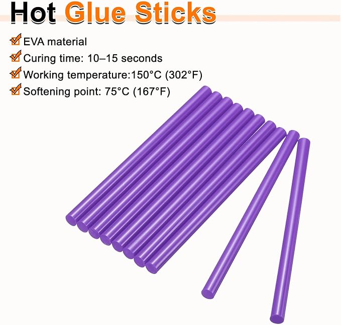 HARFINGTON 10pcs Hot Glue Sticks 0.43" Dia x 7.87" Long EVA Mini Hot Melt