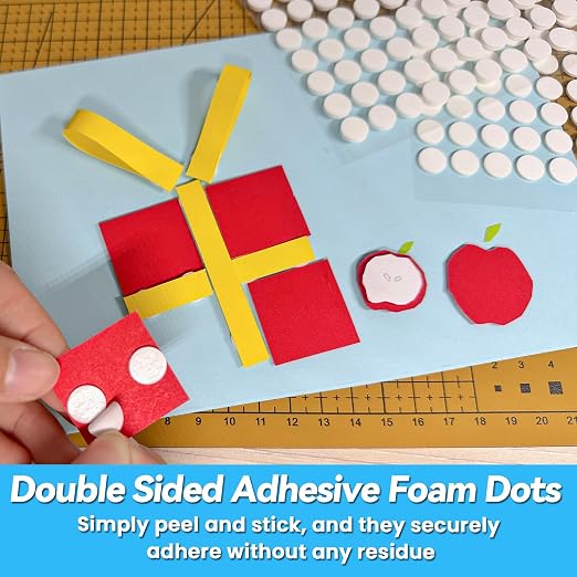 Tikfoam 1000Pcs Double Sided Adhesive Foam Dots, 2mm and 1mm Thick Tape