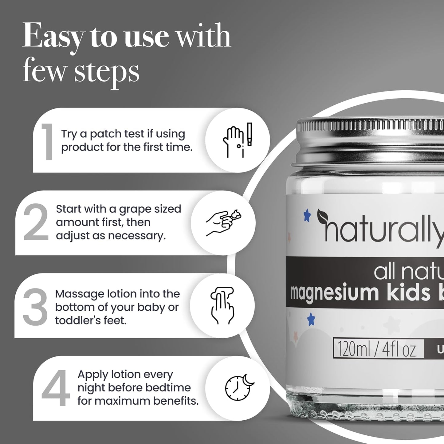 NaturallyMum - Magnesium Bedtime Lotion for Kids & Babies [NATURAL & SAFE] - Topical Kids Magnesium Cream Lotion for Sleep - Safe for Babies (6M+) - Support for Sleep, Bone & Overall Kids Health