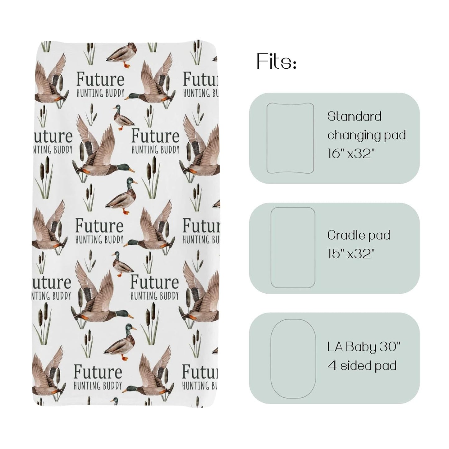 HawSkgFub Future Duck Hunting Buddy Changing Pad Cover for Baby Boy, Wild Mallard Hunter Diaper Change Table Covers, Soft Stretchy Breathable Safe Snug Fitted Changing Mat Sheets Fit 32"/34" x 16"