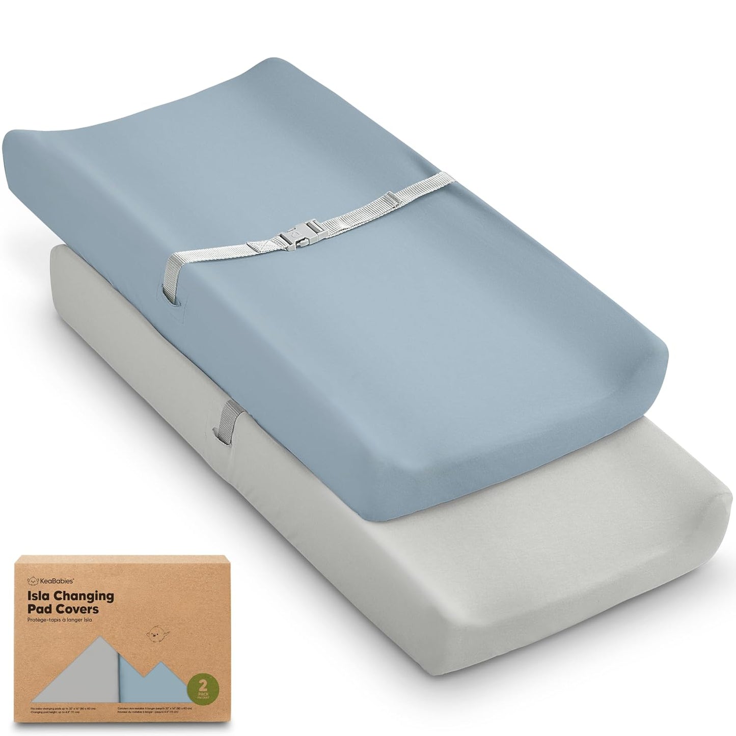 2-Pack Baby Changing Pad Cover for Girl, Boy - 32x16 Soft Viscose Derived from Bamboo Baby Diaper Changing Table Pad Cover Sheets, Neutral, Snug Fit Nursery Diaper Change Sheets (Steel)