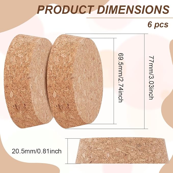 BENECREAT Wooden Cork Bottle Stoppers, 3 inch Diameter | Tapered Cork Plug