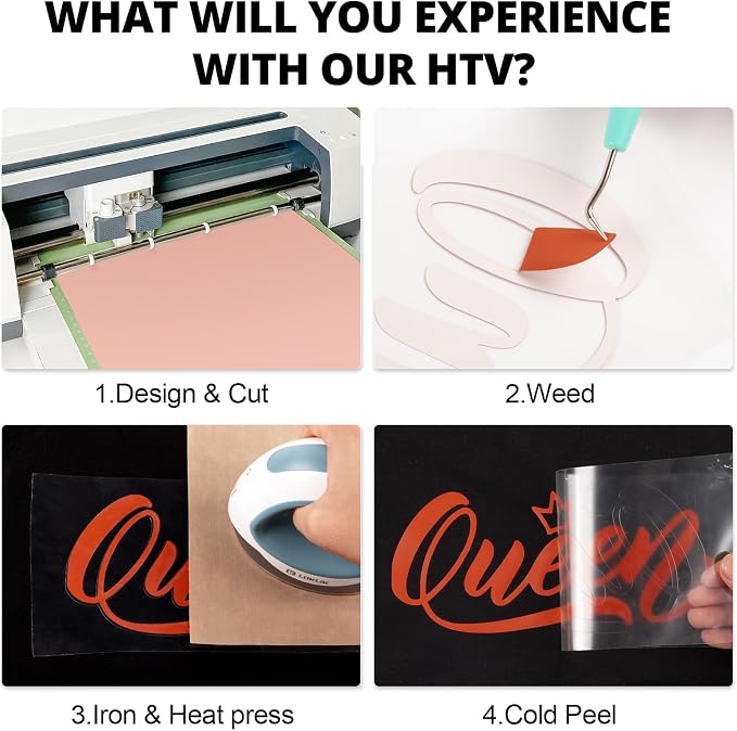 HTVRONT HTV Heat Transfer Vinyl-12" x 8ft Texas Orange HTV Vinyl