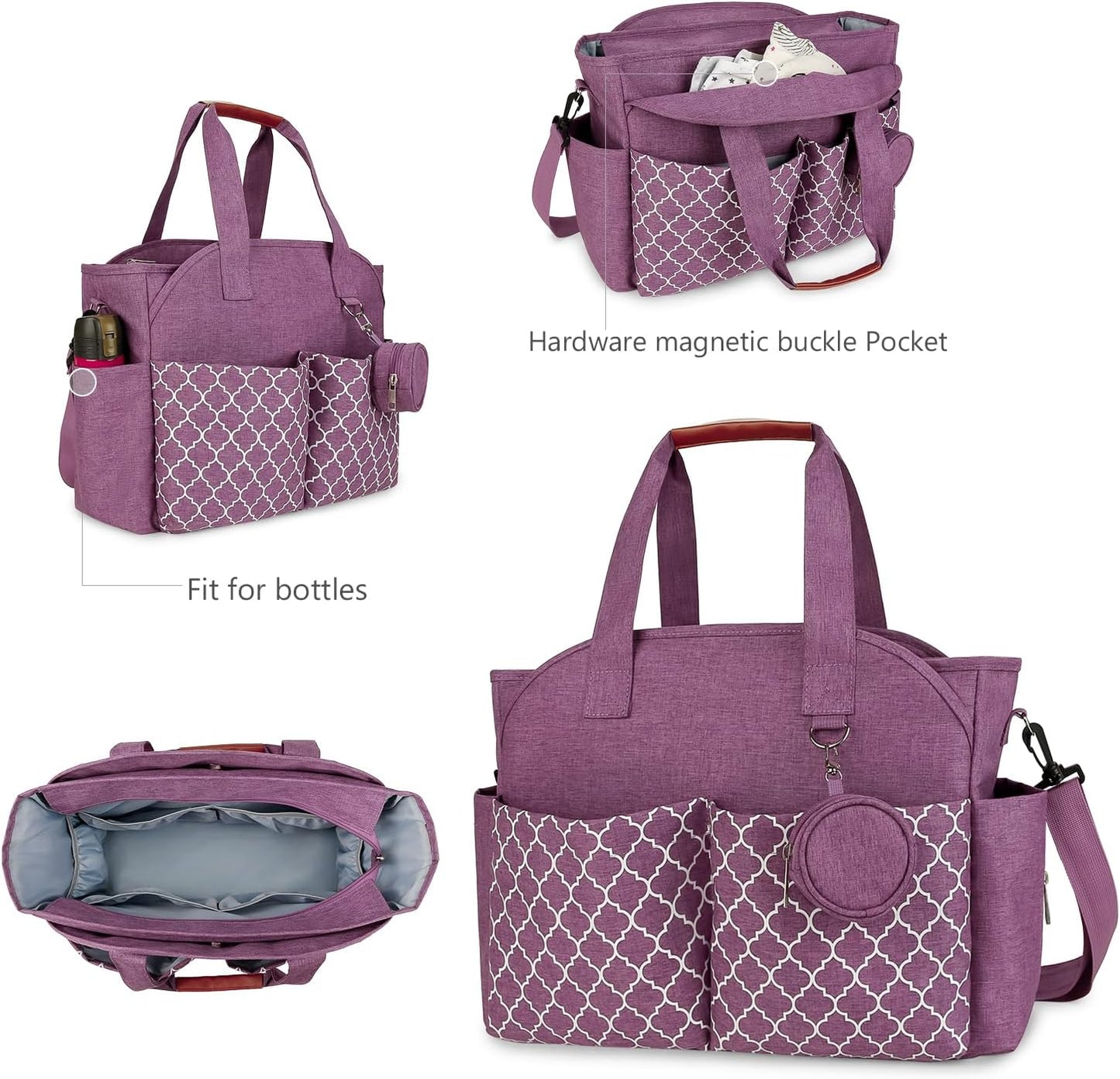 Lmbabter Diaper Bag Tote with Changing Station Upgrade Multi-Function Baby Bag with Adjustable Shoulder Strap
