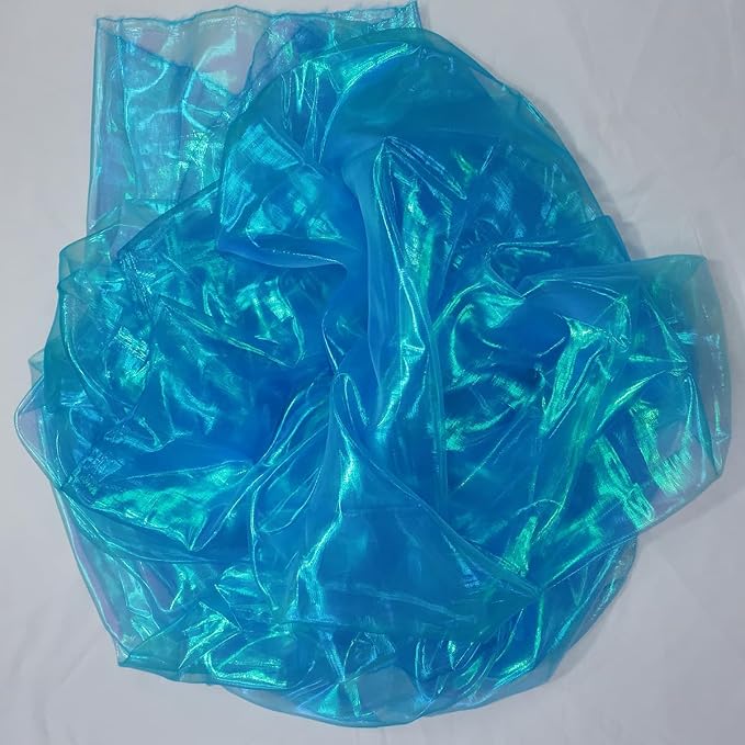 Sky Blue Iridescent Organza Fabric