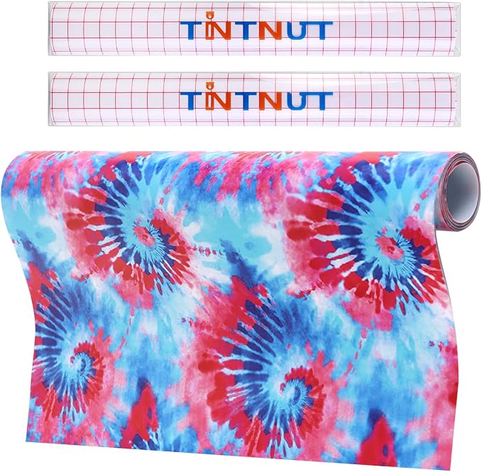 Tintnut Tie Dye Permanent Vinyl Roll 12in x 5ft Blue Red Adhesive Vinyl | Swirl