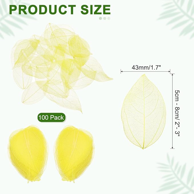 uxcell 100 Pcs Yellow Skeleton Leaves