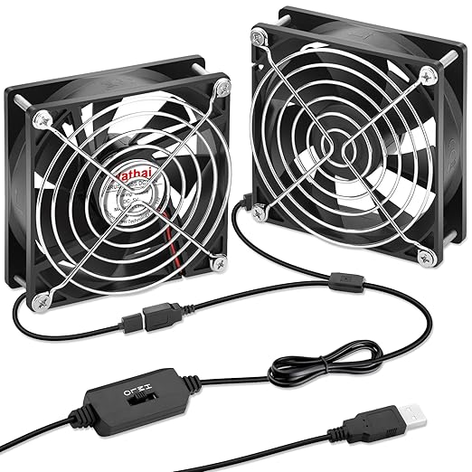 2 Packs Wathai 92mm x 25mm 90mm 5V USB Fan for Receiver AV cabint Game Console PC Laptop TV Box Projector Router Cooling