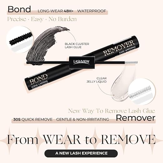 LASHVIEW 2 in 1 Lash Glue & Remover, Waterproof Mascara Adhesive