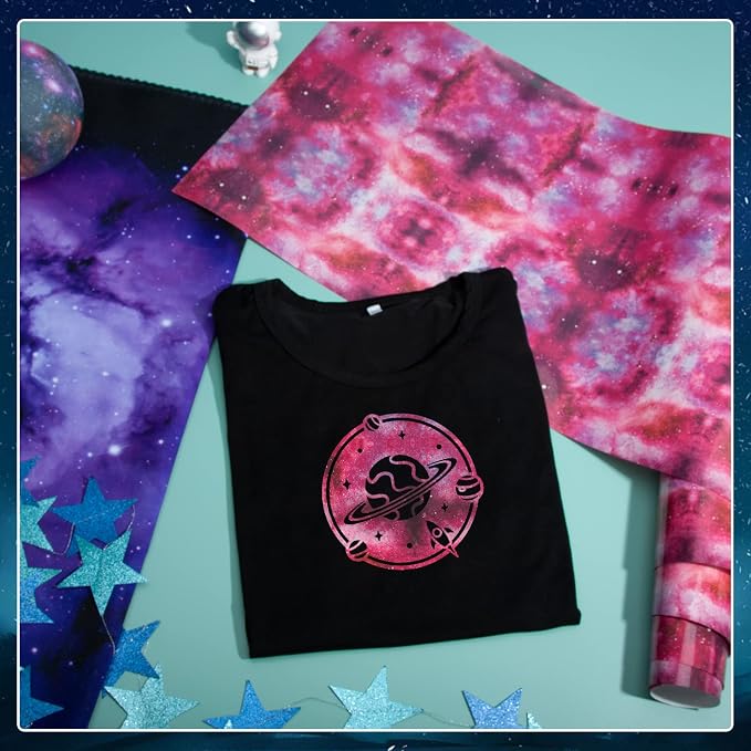 Tintnut Rose Red Galaxy Glow in the Dark HTV Vinyl, stretch washable, suitable