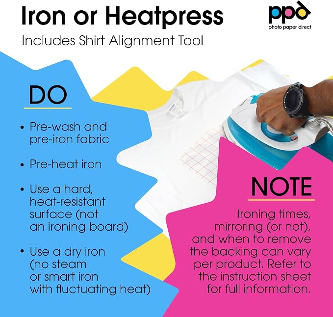 PPD 10 Sheets 8.5x11" Iron-on Heat Transfer Vinyl Paper Light Fabrics | Premium