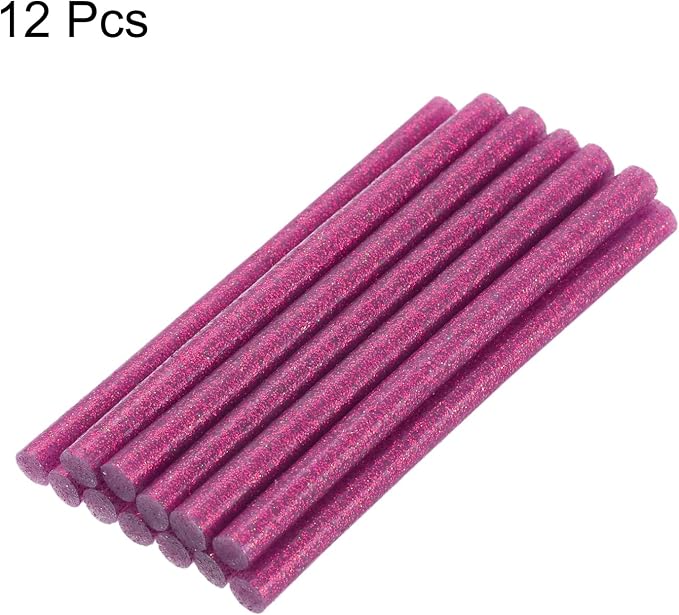 uxcell Mini Hot Glue Sticks for Glue Gun 11mm x 200mm Glitter Rose Red 12pcs