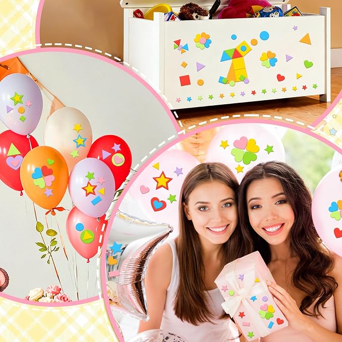 3400Pcs Foam Stickers Foam Shape Stickers Heart Star Square Geometric Sticker