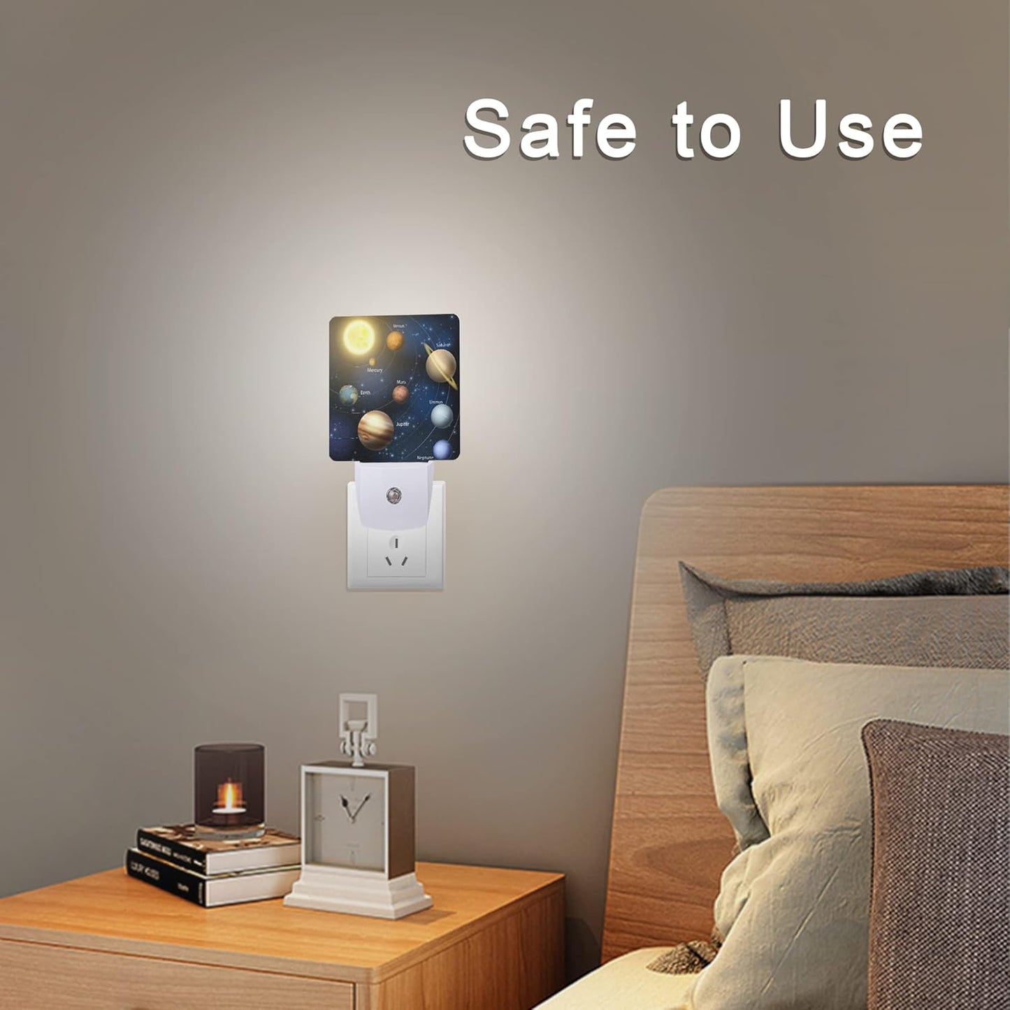 Planet Solar System Universe Galaxy Space Night Light Plug-in LED Nightlights Auto Sensor Night Lamp Dusk-to-Dawn Lamp Home Decor for Nursery Children Girls Boys