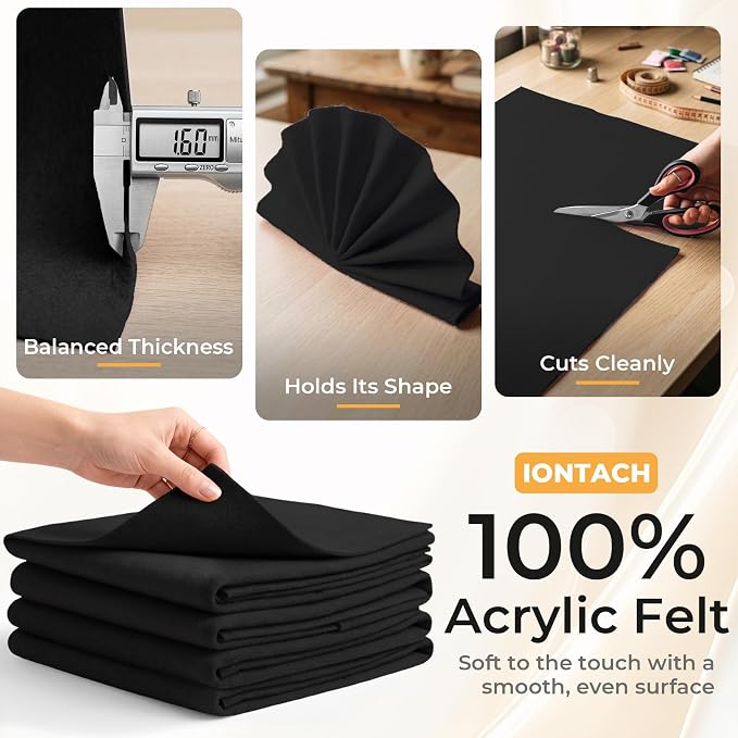 IONTACH 9" X 36" Soft Felt Sheets 1.6mm Thick | Acrylic Felt Fabric