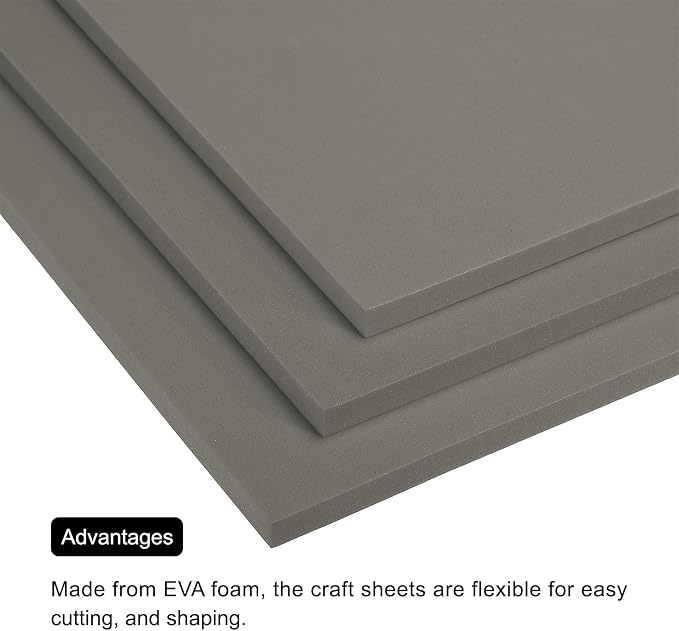 MECCANIXITY EVA Foam Sheets Light Grey 9.8 Inch x 9.8 Inch 10mm Thick Crafts