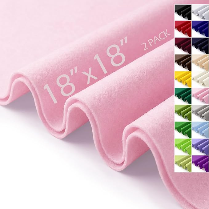 Light Pink Felt Fabric Sheets 18" x 18" 1.6mm Soft Craft Felt | Soft Precut