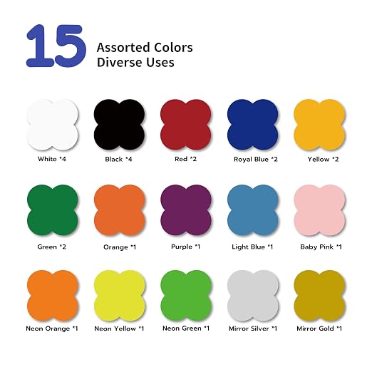 QuuCut SAV Self Adhesive Vinyl Bundle: 25 Pack 12" x 10" Sheets, 15 Assorted