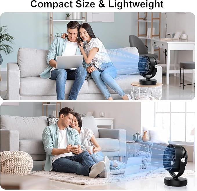 JRD Fans for Bedroom, 90° Oscillating Air Circulator Fan, 13 Inch Quiet Table Fan with Remote, 120° Adjustable Tilt, 3 Speeds, 7H Timer, Powerful Desk Fan for Whole Room Home Office Living Room