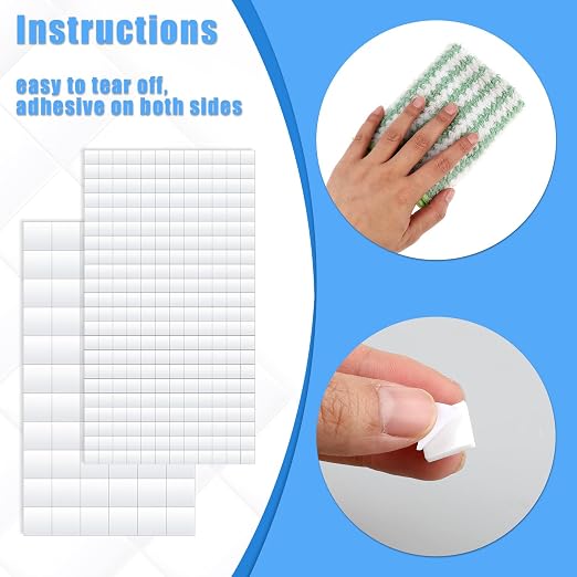 Lusofie 1320Pcs Square Foam Sided Adhesive Sticker Set 3D Pop White 2-Side Foam