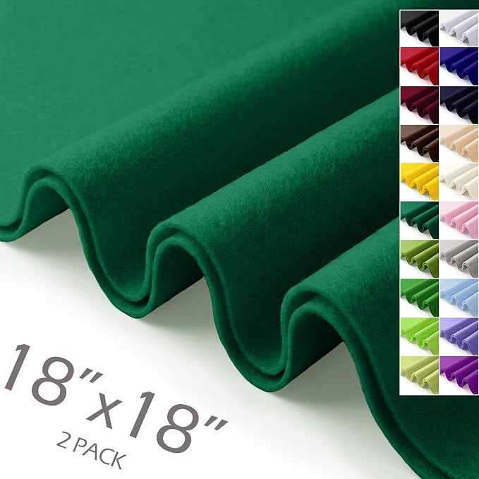 Hunter Green Felt Fabric Sheets 18" x 18" 1.6mm Soft Craft Felt | Soft Precut