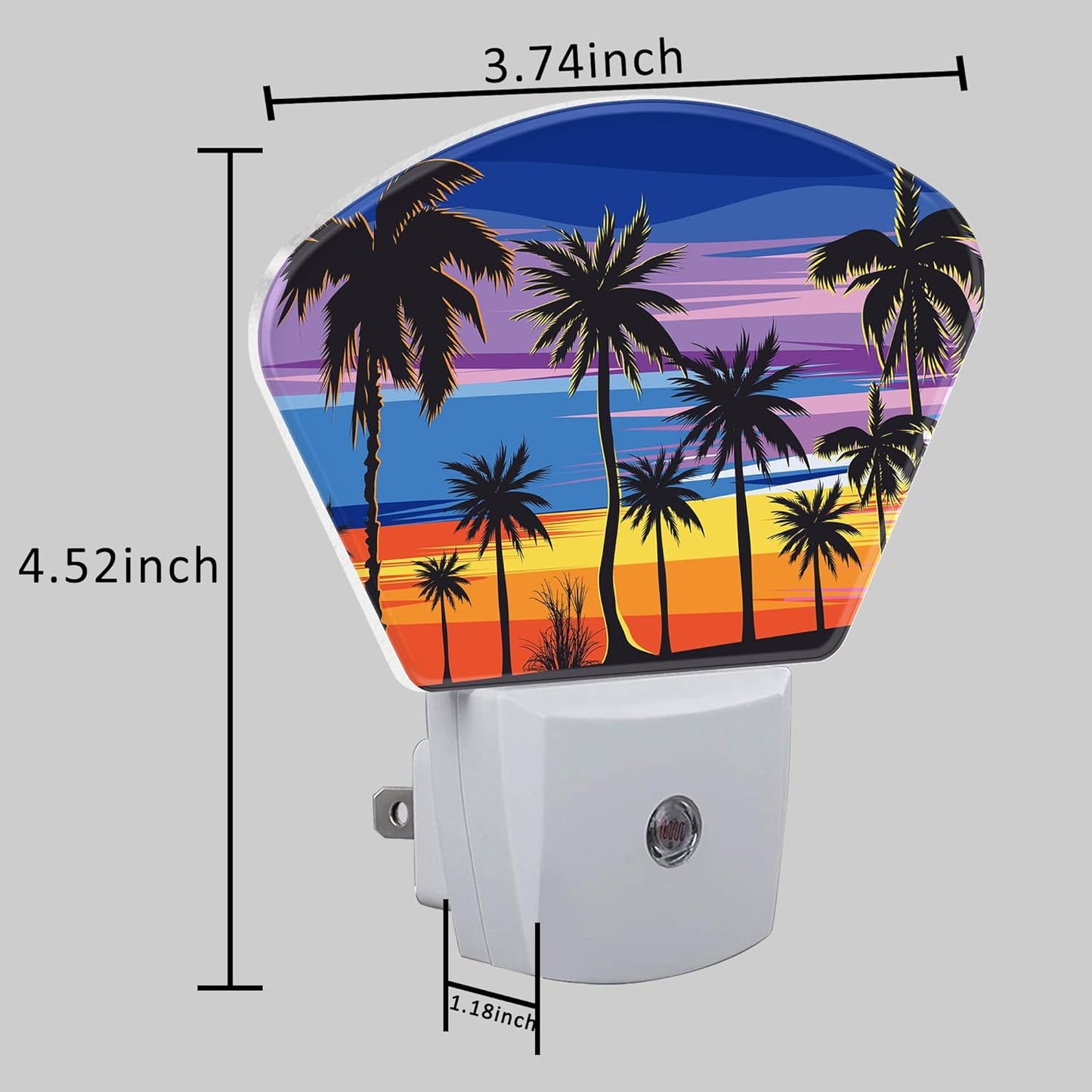 Tropical Palm Tree Night Light Plug into Wall, Sunset Beach Night Light with Dusk to Dawn Sensor for Kid Girls Boys Women Men Bedroom, Hallway, Kitchen, Bathroom, Stairs Decor
