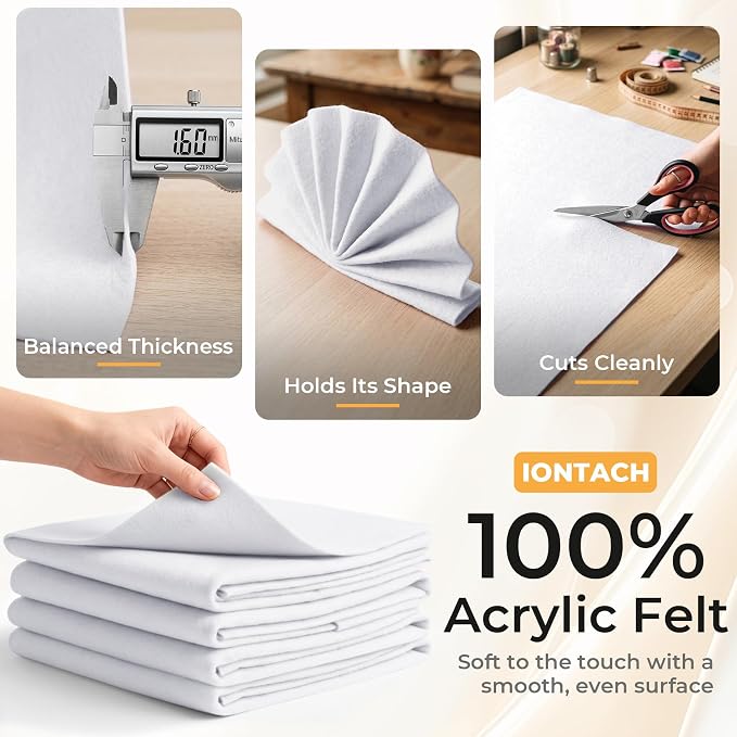 IONTACH 9" X 36" Soft Felt Sheets 1.6mm Thick | Acrylic Felt Fabric