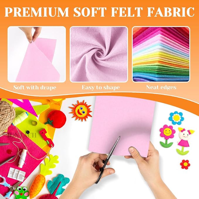 IONTACH 9" X 12" Felt Fabric Sheets 1.6mm Thick | Soft Felt