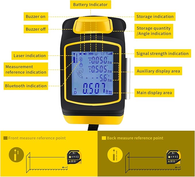 4-in-1 Laser Tape Measure with Laser Level Crosshairs |130ft/40m Laser
