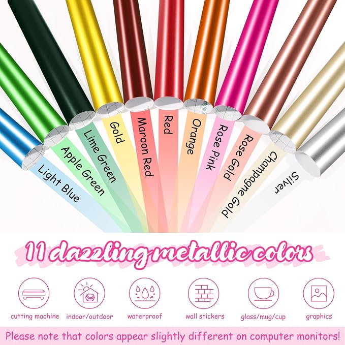 TECKWRAP Metallic Chrome Matte Adhesive Craft Vinyl Permanent Vinyl Sheets 12"
