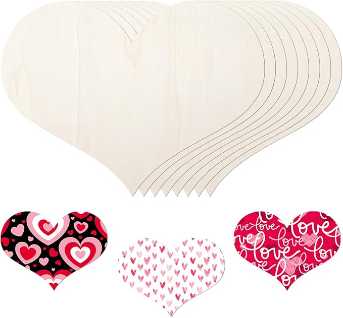 12 Pack 12 Inch Valentine Wood Heart Cutouts