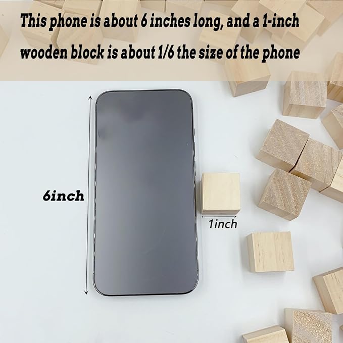 1 Inch Wood Blocks for Crafts, Unfinished Wood Cubes, Natural Blank Square