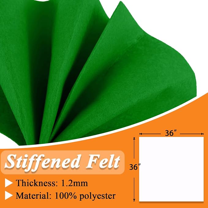 IONTACH 36" X 36" Emerald Green Stiff Felt Fabric 1.2mm Thick | Felt Sheet