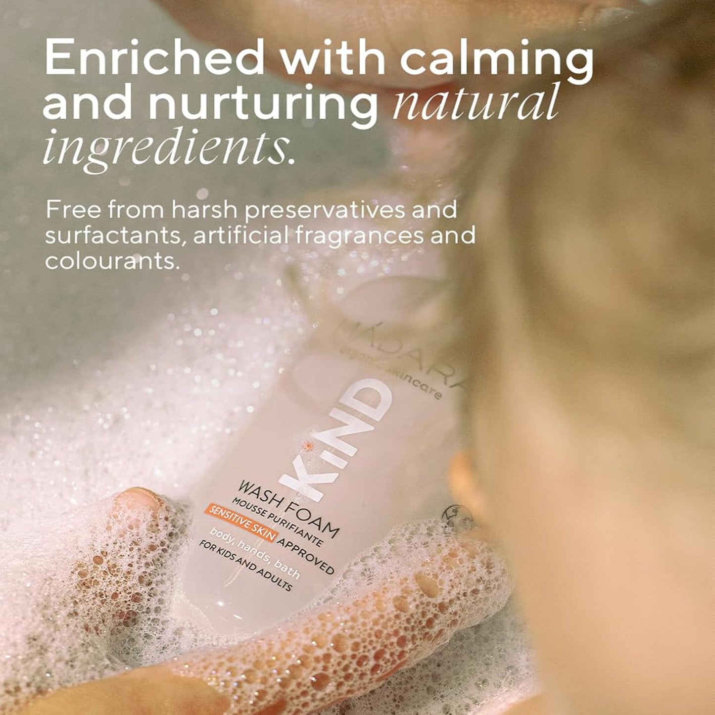 MÁDARA Organic Skincare | KIND Body Wash Foam, 300ml – Organic Certified Baby Bath Wash Cleanser, Gentle Enough For The Whole Family, Sensitive Skin-approved, Soap-free Formula, Ecocert Certified