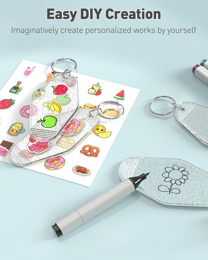 Uniclife 10 Pcs Modern Glitter Rhombus Keychain Tags, Customizable Luggage Tags