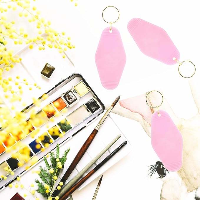 10pcs Blank Hotel Keychains Bulk Vintage Motel Keychain Vinyl Keychains Gold