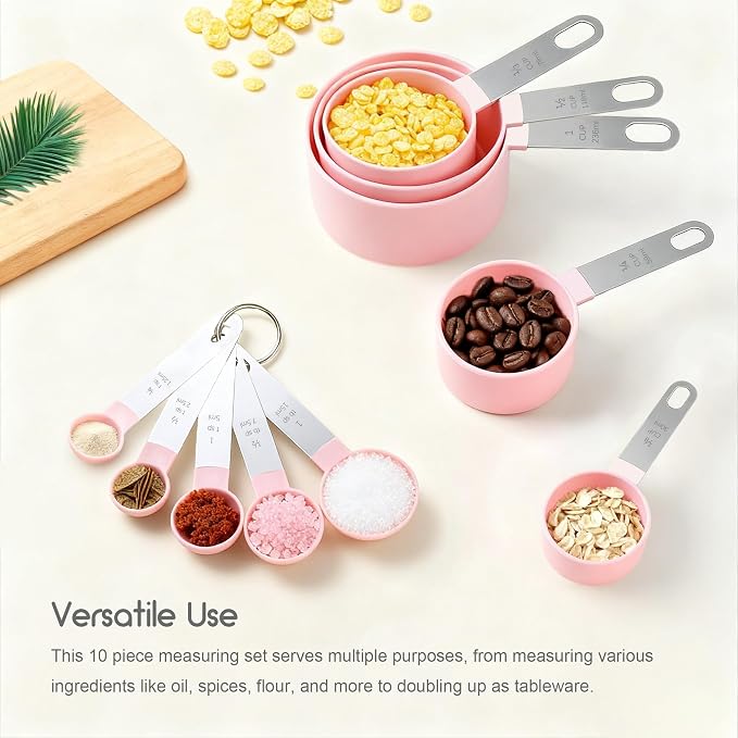 Measuring Cups and Spoons Set, 10 Pieces Stackable Measure Tools