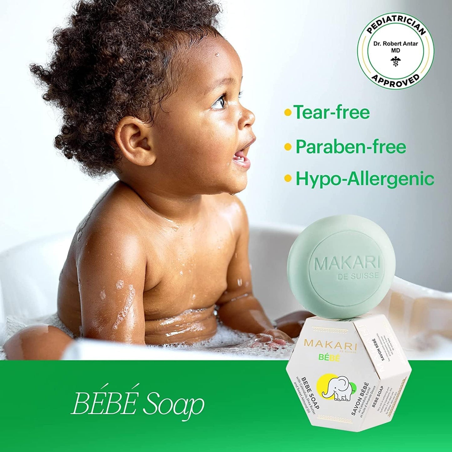 MAKARI Baby Soap 2 Pack (5.4oz) | Moisturizing Daily Bar Soap for Delicate Skin | Mild Cleansing Children’s Bath Bar With Shea Butter and Non-Irritating Botanical Ingredients