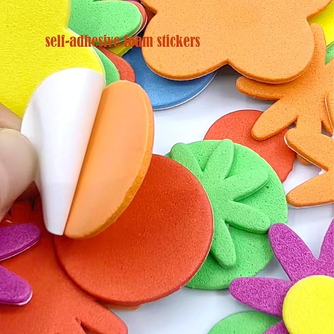340PCS Foam Flower Stickers, Spring Theme Puffy Shapes Materials |