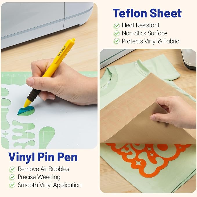 TECKWRAP Heat Transfer Vinyl for T-Shirts 20 PCS 10"x12" Easy Cut & Weed | 19