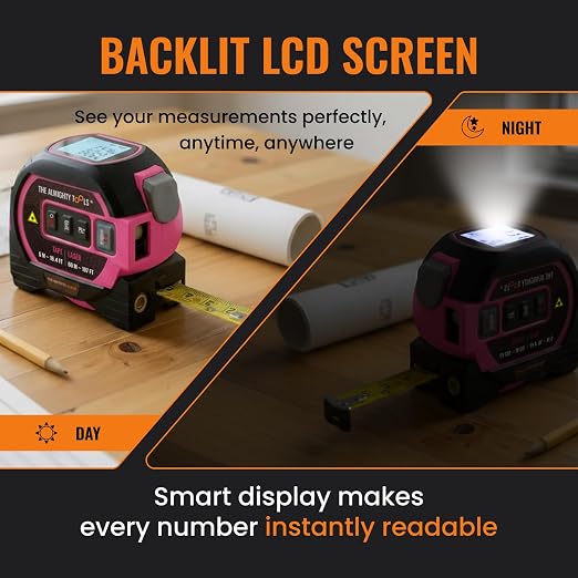 The Almighty Ruler Laser Tape Measure | Laser Distance Measurer, Heavy-Duty Tool