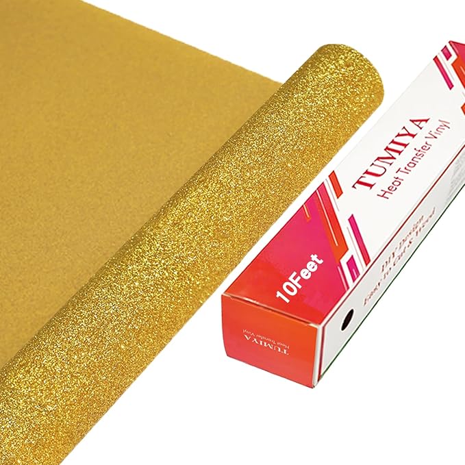 TUMIYA Gold Glitter Heat Transfer Vinyl HTV Roll