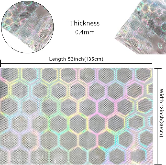 HYANG Transparent Big Pentagon PVC Super Clear Holographic Vinyl Faux Leather