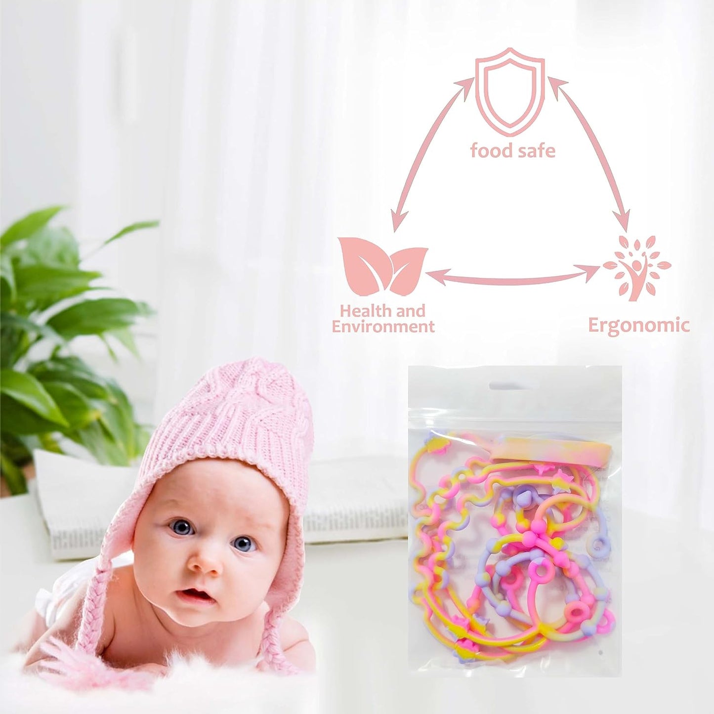 RTMOK Toy Straps for Baby,Silicone Setpacifier Clip,Applies to Car Seat Toy,Teether Toy,High Chair,Stroller Accessories,Baby Toy Clips,Cribs,Rocking Chair﻿