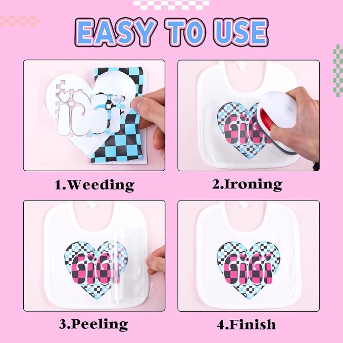 Tintnut Black Base Checkerboard Heat Transfer Vinyl, Checker pattern PU HTV