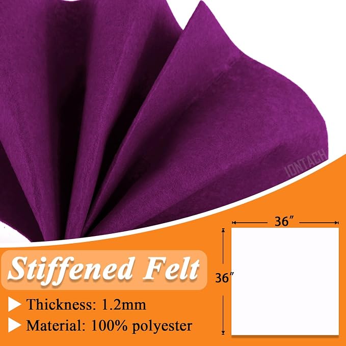 IONTACH 36" X 36" Purple Stiff Felt Fabric 1.2mm Thick | Felt Sheet
